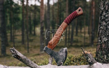 Load image into Gallery viewer, medieval weapons Viking axes Battle axe God_of_war Kratos Cosplay commission axe carving custom norse axe
