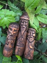 Load image into Gallery viewer, Handmade wooden statues: goddess statue, wood art carving antique religious statues, wood craft sculpture for witch altar norse pagan altar
