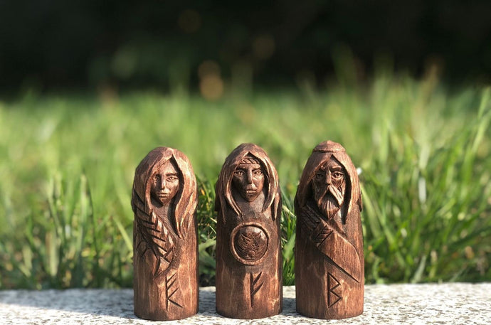 Handmade wooden statues: goddess statue, wood art carving antique religious statues, wood craft sculpture for witch altar norse pagan altar