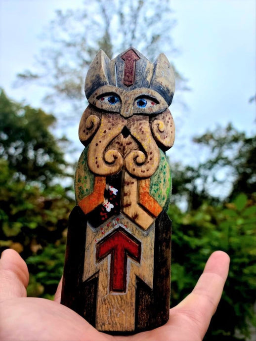 Handmade wooden statues: goddess statue, wood art carving antique religious statues, wood craft sculpture for witch altar norse pagan altar